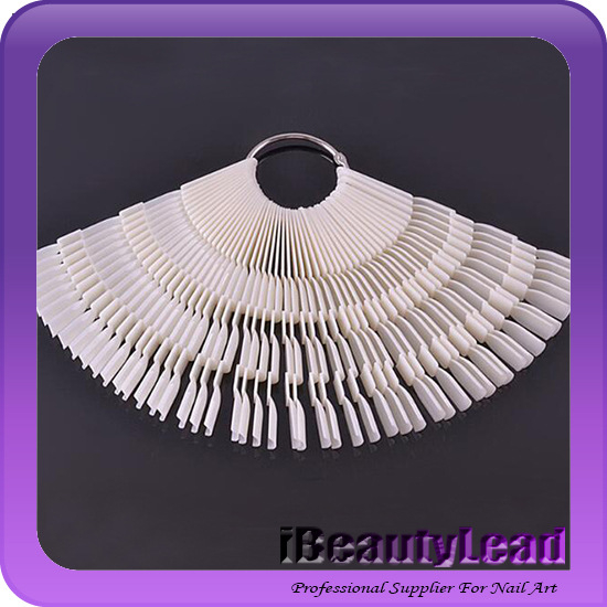 Дисплей за маникюр — iBeautyLead бамбукови карти за проби, фан-образни карти, 3 секции, 50 броя