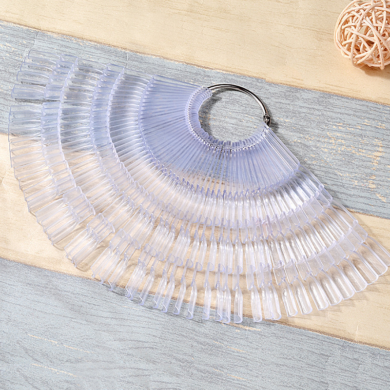 Дисплей за маникюр — iBeautyLead бамбукови карти за проби, фан-образни карти, 3 секции, 50 броя