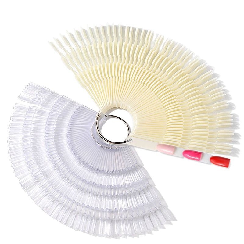 Дисплей за маникюр — iBeautyLead бамбукови карти за проби, фан-образни карти, 3 секции, 50 броя