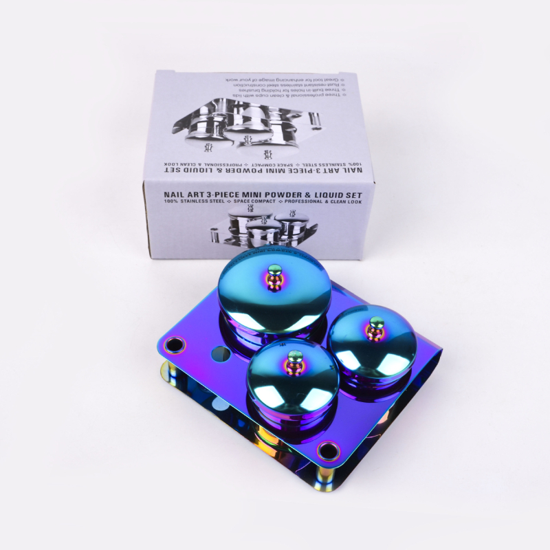 Комплект от три чаши за грижа за нокти от неръждаема стомана за почистване и дезинфекция (нетно тегло 192 g; 50 комплекта в кашон)