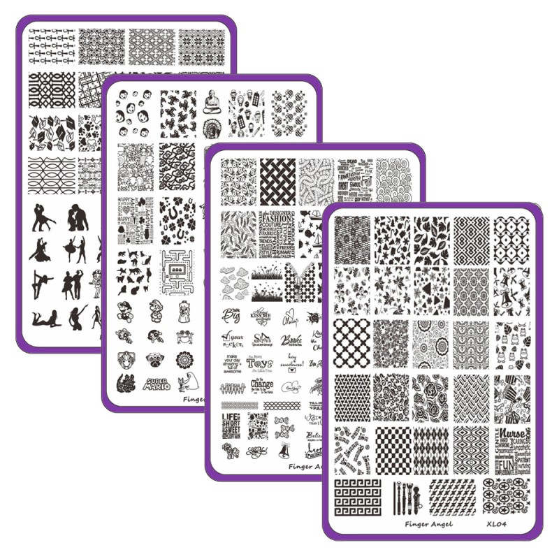 Finger Angel Печатна плоча за маникюр – правоъгълна, неръждаема стомана/пластмаса, 60 g