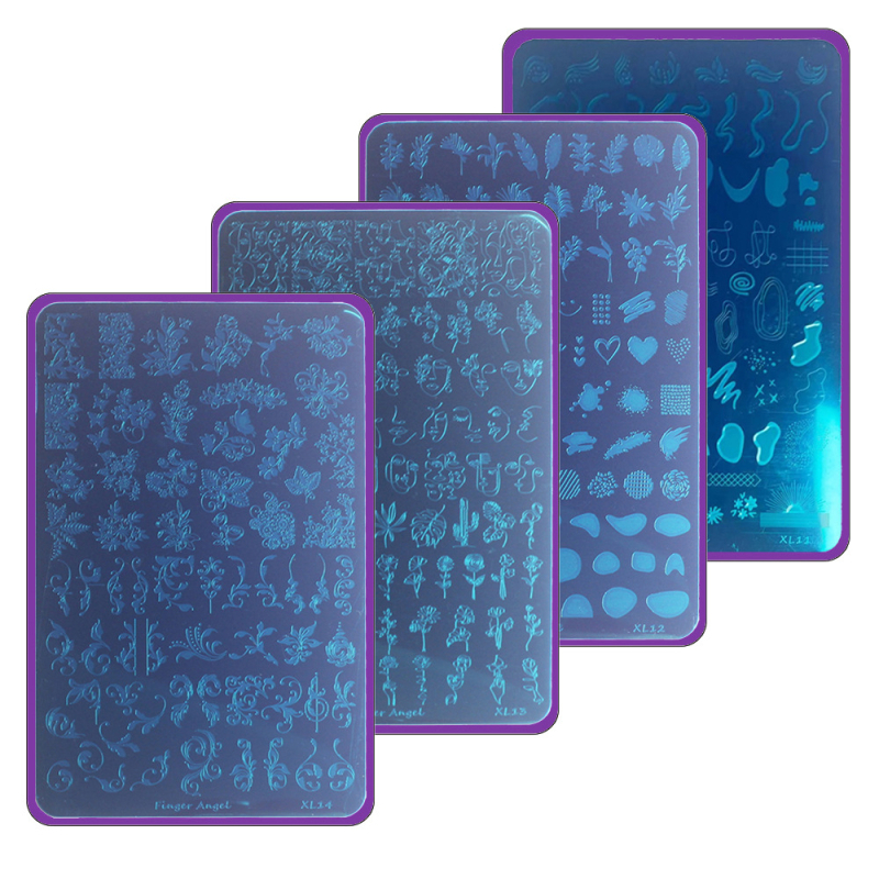 Finger Angel Печатна плоча за маникюр – правоъгълна, неръждаема стомана/пластмаса, 60 g