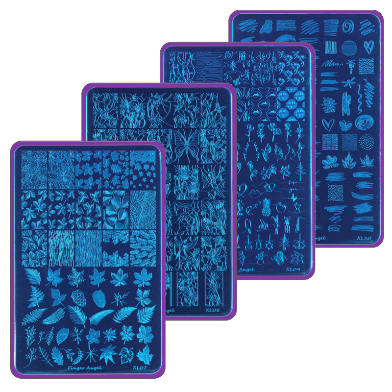 Finger Angel Печатна плоча за маникюр – правоъгълна, неръждаема стомана/пластмаса, 60 g