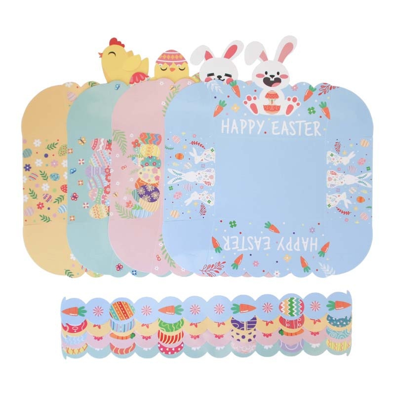 Velykinių DIY saldainių dėžutė su kiškio, triušio ir gėlių motyvais — popierinė rankų dovanos dėžutė vestuvėms