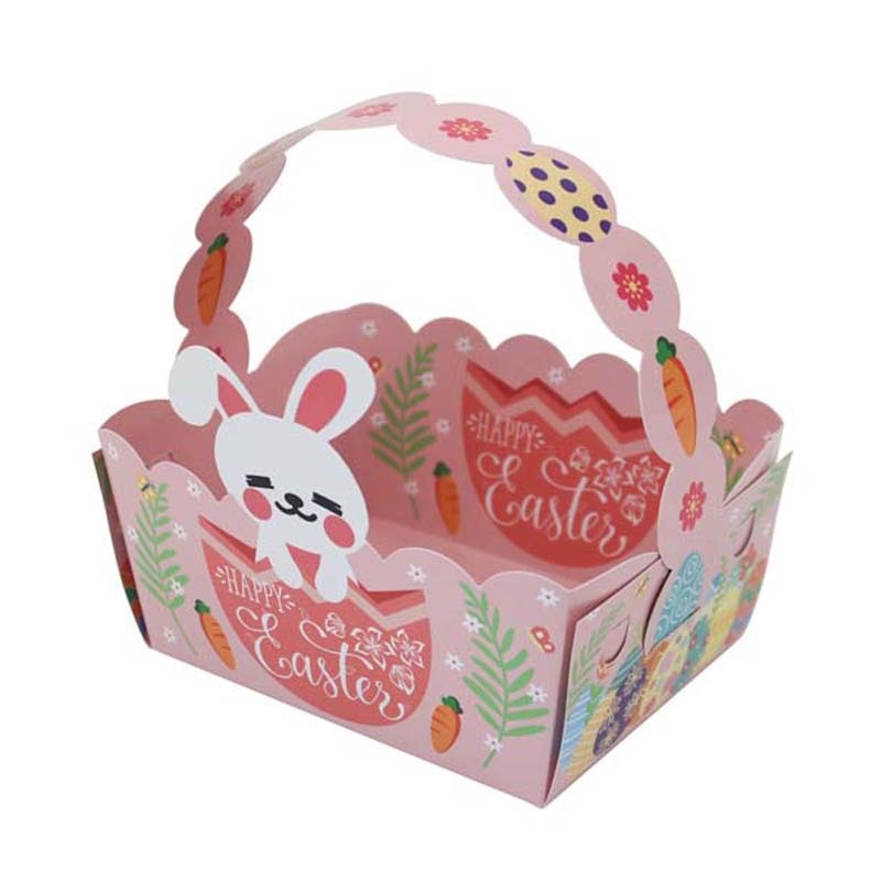 Velykinių DIY saldainių dėžutė su kiškio, triušio ir gėlių motyvais — popierinė rankų dovanos dėžutė vestuvėms