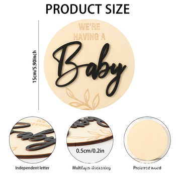 Ξύλινο στρογγυλό διακοσμητικό γέννησης μωρού – Boxwood, χειροποίητη κρεμαστή διακόσμηση, μοντέρνος μινιμαλισμός (Κωδ. Qh24122)