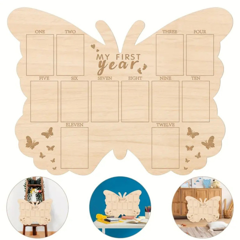 Karikatúra pillangó fotókeret — fából készült Boxwood, modern minimalist stílus, kategória Cartoon