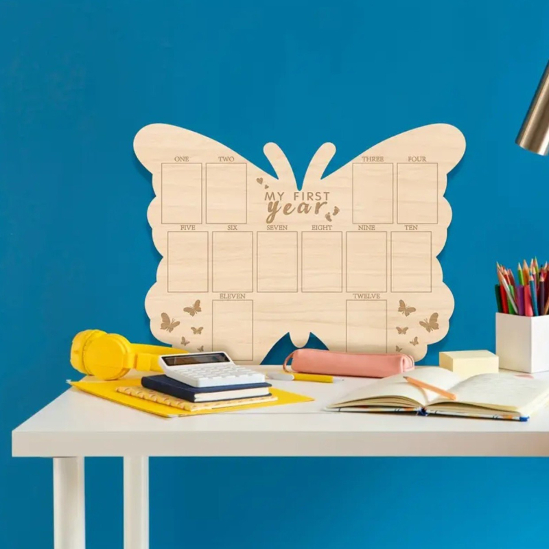 Karikatúra pillangó fotókeret — fából készült Boxwood, modern minimalist stílus, kategória Cartoon