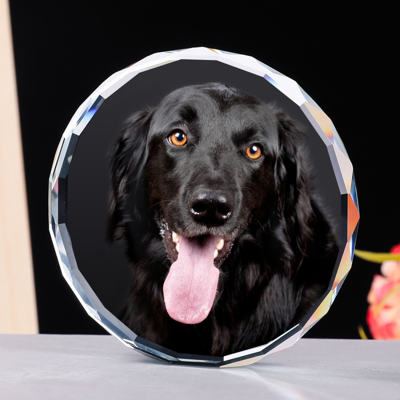 Ornament de cristal cu imagine gravată personalizat; Lingcai Crystal; Categorie: personaje; Ambalaj: carton; Potrivit pentru nunți, zile de naștere, absolvire și inaugurarea unei case noi.