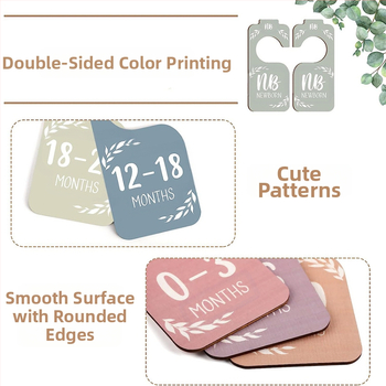 Σετ οκτώ ξύλινων μενταγιόν για το ορόσημο του μωρού, από boxwood, διπλής όψης, μοντέρνο μινιμαλιστικό στυλ