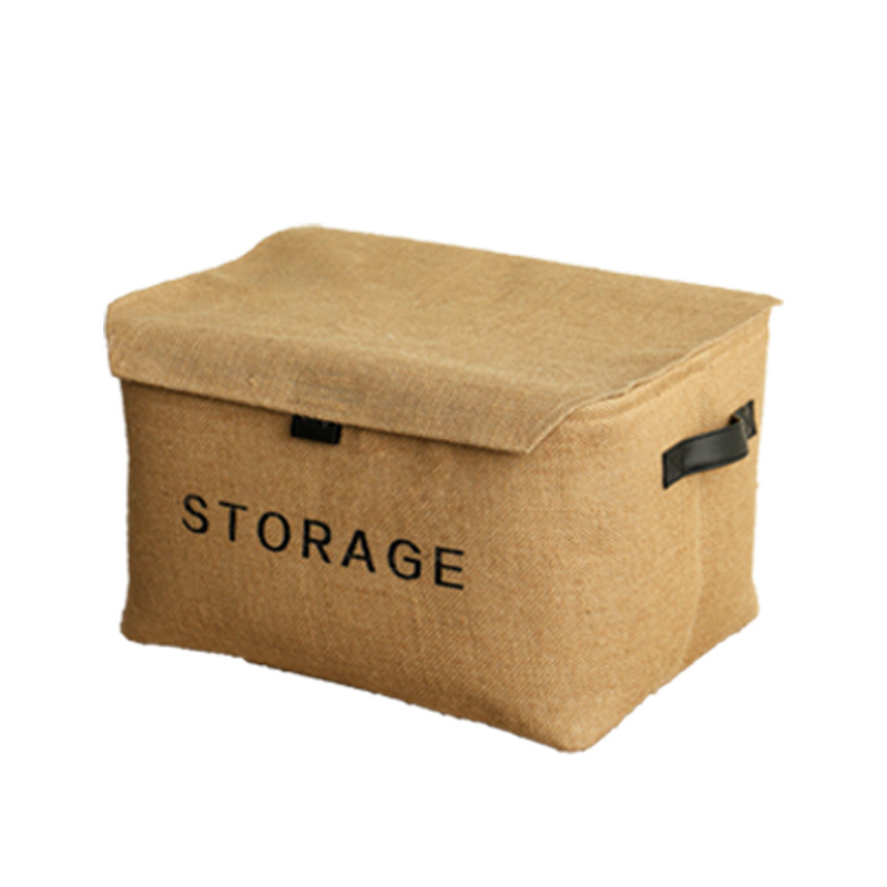 Suputime tárolókosár - Szövet anyagú, retro stílus, fedéllel, alkalmas kábelekhez és ruhákhoz