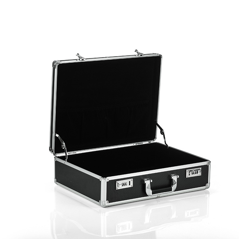 Szerszámos doboz alumíniumötvözet kerettel, ABS felülettel, fekete flanel béléssel, teherbírás 8 kg