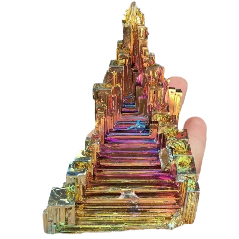 Δείγμα ορυκτού βισμούθιου, πυραμιδικό σχήμα, μεταλλικό διακοσμητικό