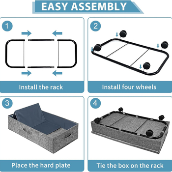 Κουτί αποθήκευσης κάτω από το κρεβάτι με ρόδες, αναδιπλούμενο, 48L, ύφασμα (βαμβάκι-λινό), ανθεκτικό στην υγρασία και τη σκόνη, για ρούχα και κουβέρτες