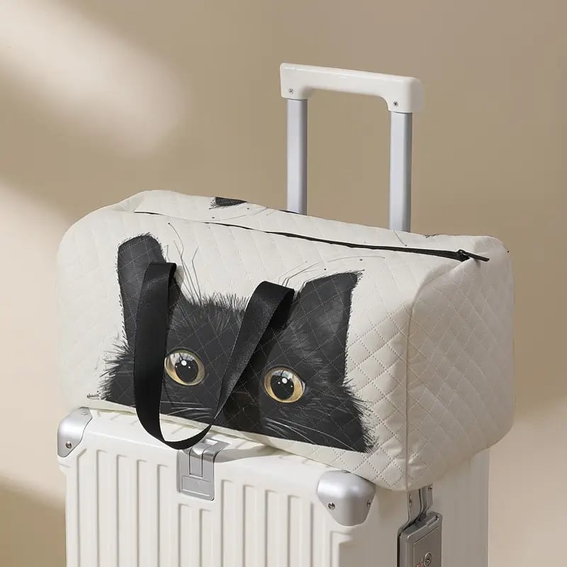 Túra duffel táska cipőrekesszel, 20–35 L, poliészter, digitális nyomtatású macska-dizájn, lélegző, ultra könnyű és bővíthető, uniszex