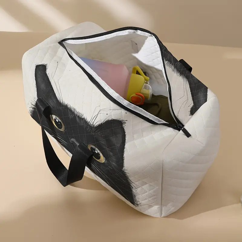 Túra duffel táska cipőrekesszel, 20–35 L, poliészter, digitális nyomtatású macska-dizájn, lélegző, ultra könnyű és bővíthető, uniszex