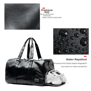Мъжка пътуваща чанта PVC, цилиндрична спортна чанта за пътуване, водоустойчива, капацитет 20–35 л, отваряне с цип, полиестер облицовка