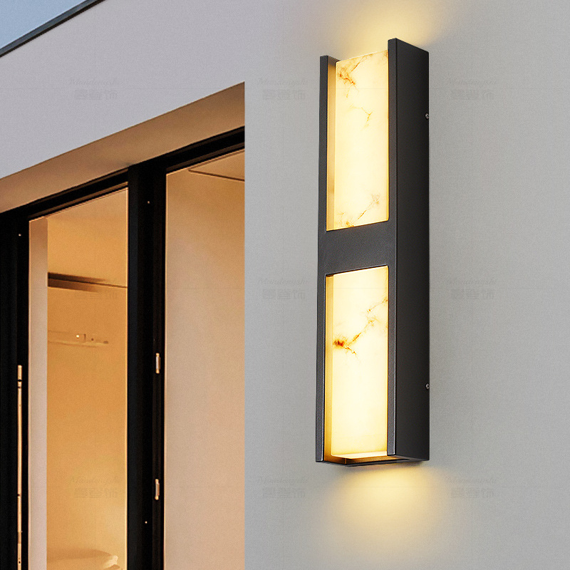 Išorinis sieninis šviestuvas HK-BD9021, IP65, 220V, 180° šviesos kampas, imitacinio marmuro korpusas