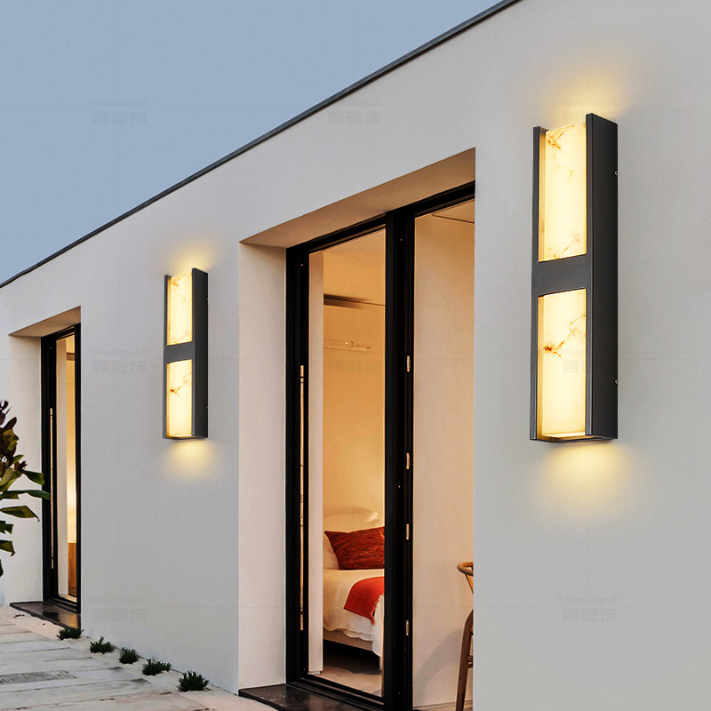 Išorinis sieninis šviestuvas HK-BD9021, IP65, 220V, 180° šviesos kampas, imitacinio marmuro korpusas