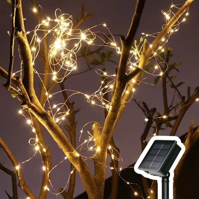 LED solne bakrene žice rasvjeta, vanjsko dvorišno osvjetljenje, vodootporne dekorativne žice, 100 LED, IP65, kampiranje
