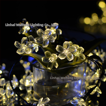 Ηλιακή αλυσίδα φωτισμού σε σχήμα ανθού ροδάκινου, 50 φώτα, μοντέλο 2202, PVC περίβλημα, 2500–3000 lm, IP55, εξωτερική διακόσμηση κήπου