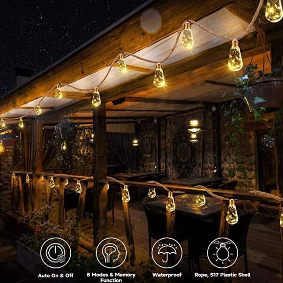 LED соларна въжена светлина със звезден ефект за външна декорация, IP65, 0.06W, 3V, управление с бутон, модел JL81, марка Yimao