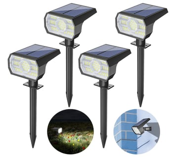 Ηλιακός προβολέας κήπου για γκαζόν με 56 LED, IP66, CE πιστοποίηση, διάρκεια φωτισμού 6–12 ωρών