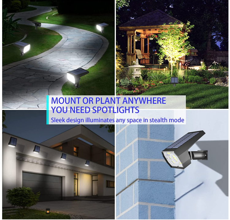 Ηλιακός προβολέας κήπου για γκαζόν με 56 LED, IP66, CE πιστοποίηση, διάρκεια φωτισμού 6–12 ωρών