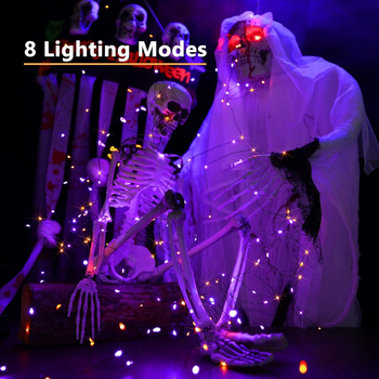 LED αλυσίδα από χαλκό για Halloween, ηλιακή τροφοδοσία, IP67, 100-300 LED, 2000 lm, μοντέλο MG-TSD, έλεγχος με κουμπί
