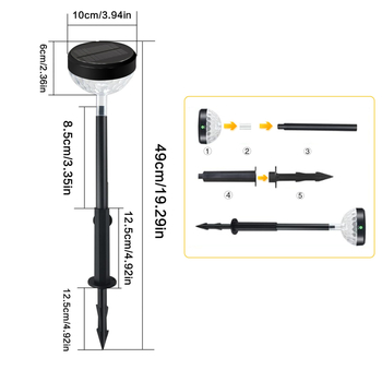 Εξωτερικός ηλιακός λαμπτήρας κήπου με προβολή σταγονιδιών νερού και διαμαντόσκιά, διάρκεια λειτουργίας 6–12 ωρών, χειροκίνητος διακόπτης, CE πιστοποίηση, τάση 1,2V