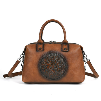 Női retro PU tote táska reliefes felülettel, kézben és crossbody hordható, tavasz 2024