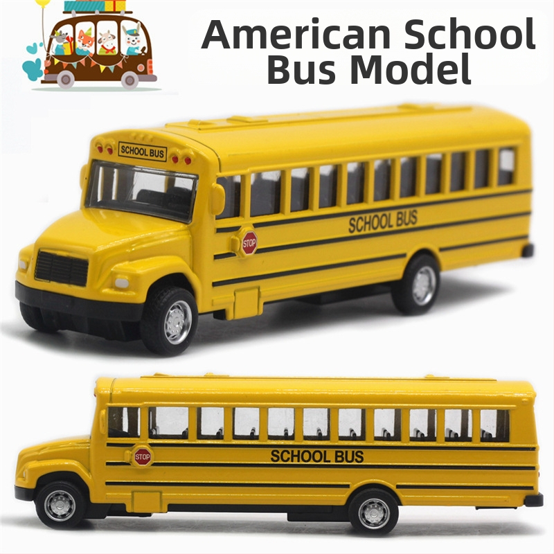 Алуминиев сплав pull-back модел на училищен автобус, мащаб 1:43, Yi Da Xin, мултифункционална играчка автобус