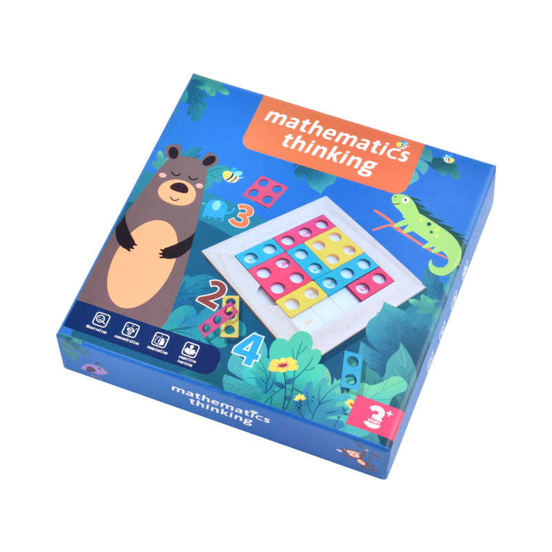 Medinė vaikų mąstymo lavinimo dėlionė, Montessori stiliaus, logikos ir matematikos mąstymo plėtra, stalinis žaidimas (Medžiaga: medis; Kategorija: plokščias dėlionė; Pritaikymas: pritaikyti pavyzdžiai; Amžius: 4–6 metų)