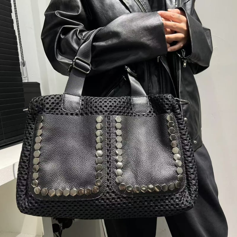 Női valódi bőrből készült keresztpántos tote táska – kétoldalas, nagy kapacitás, cipzáras zárás