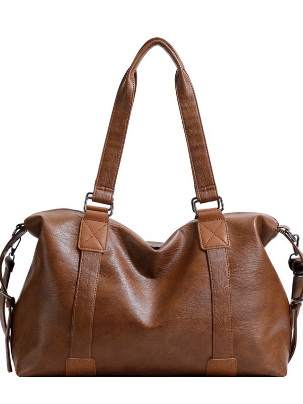 PU anyagú tote táska, vízszintes négyzet alakú, cipzáras nyitás, poliészter bélés