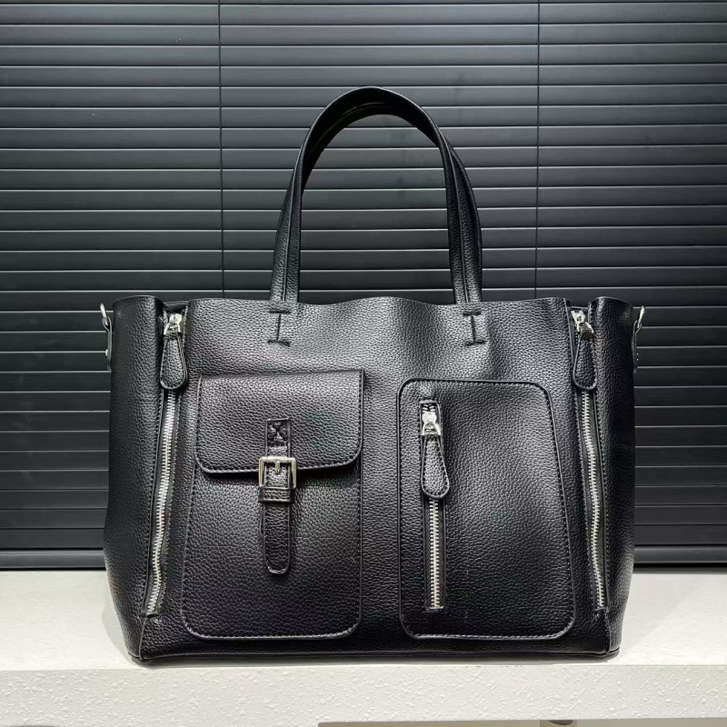 Geantă de umăr pentru femei din PU, cu buzunare multiple și fermoar, stil urban minimalist, formă orizontală pătrată, buzunar intern pentru telefon și buzunar cu fermoar