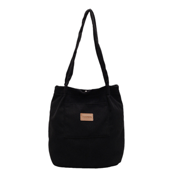 Дамска чанта Tote в урбанистичен стил, Corduroy плат, вертикална квадратна форма, магнитно закопчаване, подплата от полиестер