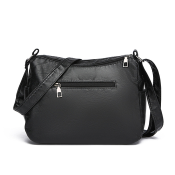 PU bőr Crossbody táska több zsebbel — városi minimalist stílus, PU bőr, vízszintes négyszög alakú forma, cipzáras nyitás, belső cipzáras zseb