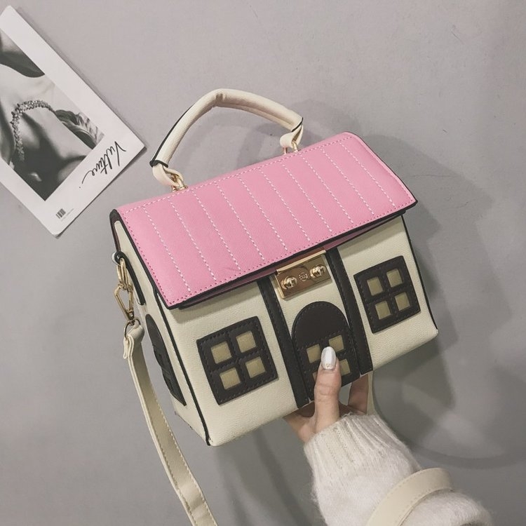 Γυναικεία crossbody τσάντα σε κορεατικό στυλ από PU, οριζόντιου τετράγωνου σχήματος, κλείσιμο με κλειδαριά, εσωτερική θήκη για κινητό