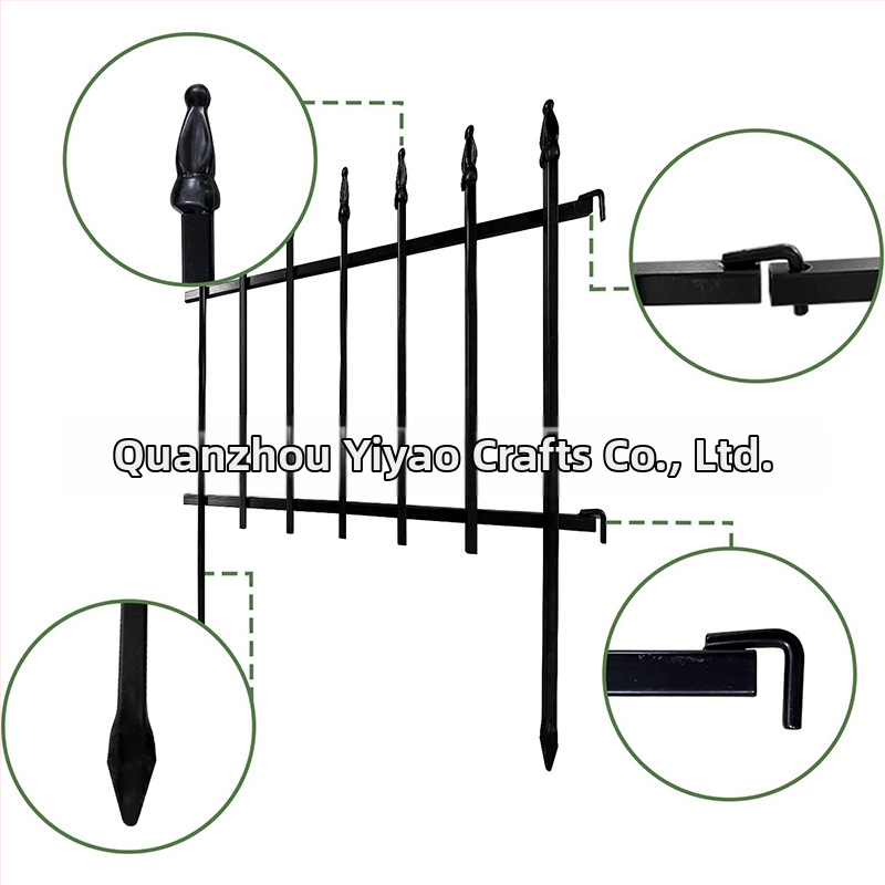 Метална градинска ограда в пасторален стил, сгъваема, за пода, един слой