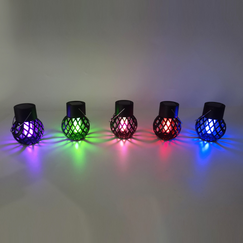 Napelemes lámpa lángoló gömb formájú, LED, 5W, 1,2V, 6–12 óra folyamatos működés, kültéri esőálló