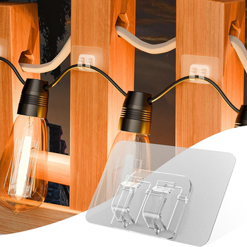 Ακρυλικός γάντζος τοίχου με αυτοκόλλητη εγκατάσταση, χωρίς τρύπες, διαφανής, διπλός γάντζος, φορτίο έως 2 kg, μινιμαλιστικό σχέδιο