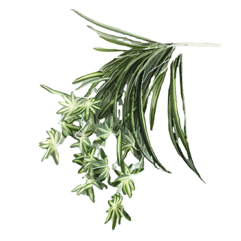 Τεχνητό κρεμαστό φυτό από ράταν, πλαστικά φύλλα, κατασκευή ημι-χειροκίνητη/ημι-μηχανική, συσκευασία σε χαρτόνι