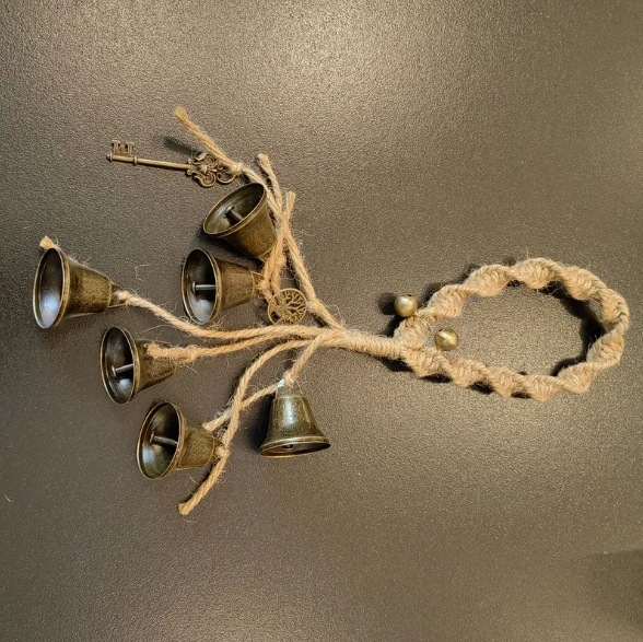Clopot decorativ lucrat manual – Stil modern minimalist, șnur din bumbac și in