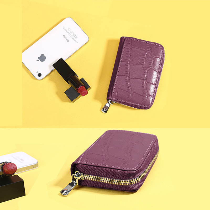 Kortelių piniginė iš tikros odos su krokodilo raštu, unisex, miesto stilius, žiema 2023