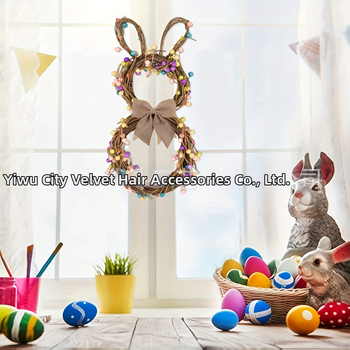 Κρεμαστό διακοσμητικό Πάσχα: στεφάνι με λαγουδάκι και αυγά, φιόγκος — Μάρκα Little Saint, Υλικό: Πλαστικό, Στυλ: Πάσχα, Κατηγορία: Κρεμάμενα διακοσμητικά