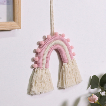 Υφαντό κρεμαστό τοίχου με ουράνιο τόξο για παιδικό δωμάτιο, χειροποίητο από βαμβακερή κλωστή, ιδιότυπο στυλ, ArtiLady