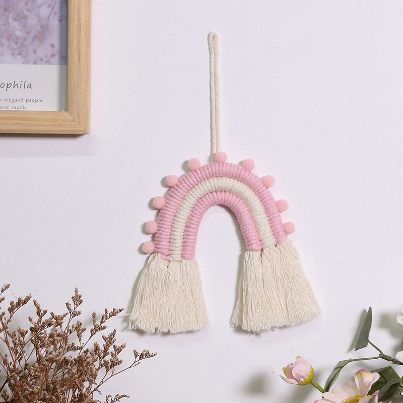 Υφαντό κρεμαστό τοίχου με ουράνιο τόξο για παιδικό δωμάτιο, χειροποίητο από βαμβακερή κλωστή, ιδιότυπο στυλ, ArtiLady