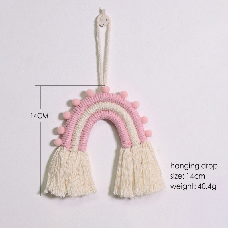 Υφαντό κρεμαστό τοίχου με ουράνιο τόξο για παιδικό δωμάτιο, χειροποίητο από βαμβακερή κλωστή, ιδιότυπο στυλ, ArtiLady