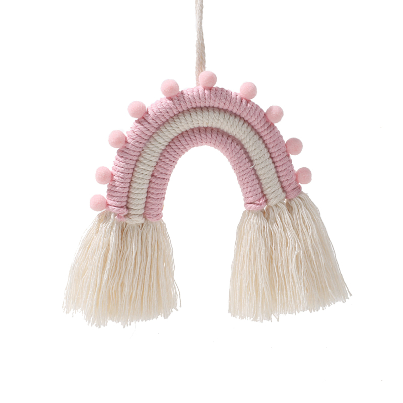 Υφαντό κρεμαστό τοίχου με ουράνιο τόξο για παιδικό δωμάτιο, χειροποίητο από βαμβακερή κλωστή, ιδιότυπο στυλ, ArtiLady